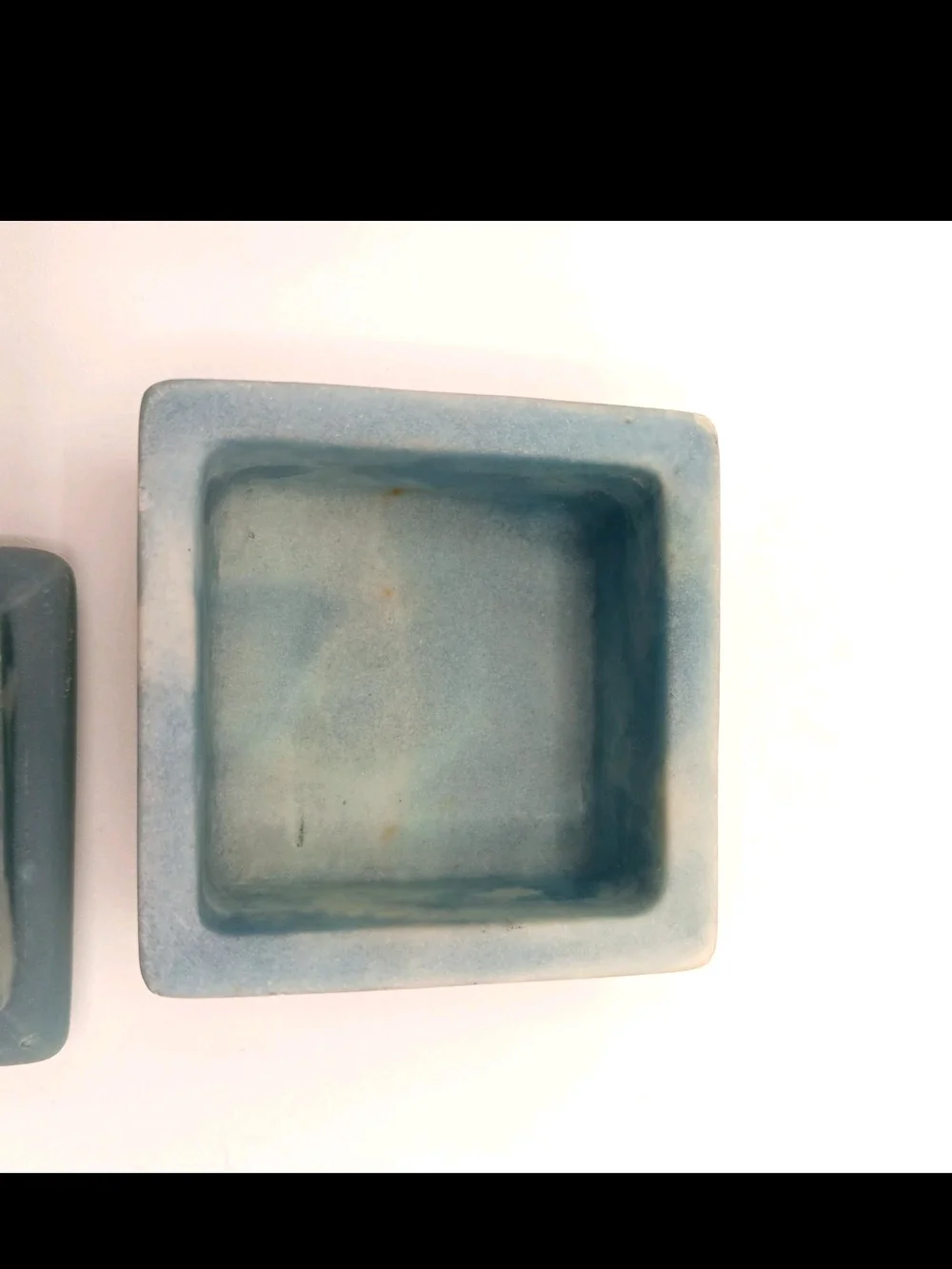 1970's Blue Floral Incolay Jewelry Trinket Box